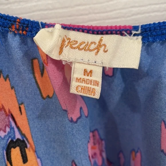 Bright colorful long sleeve blouse by Peach size medium NWT new with tags - Picture 4 of 5